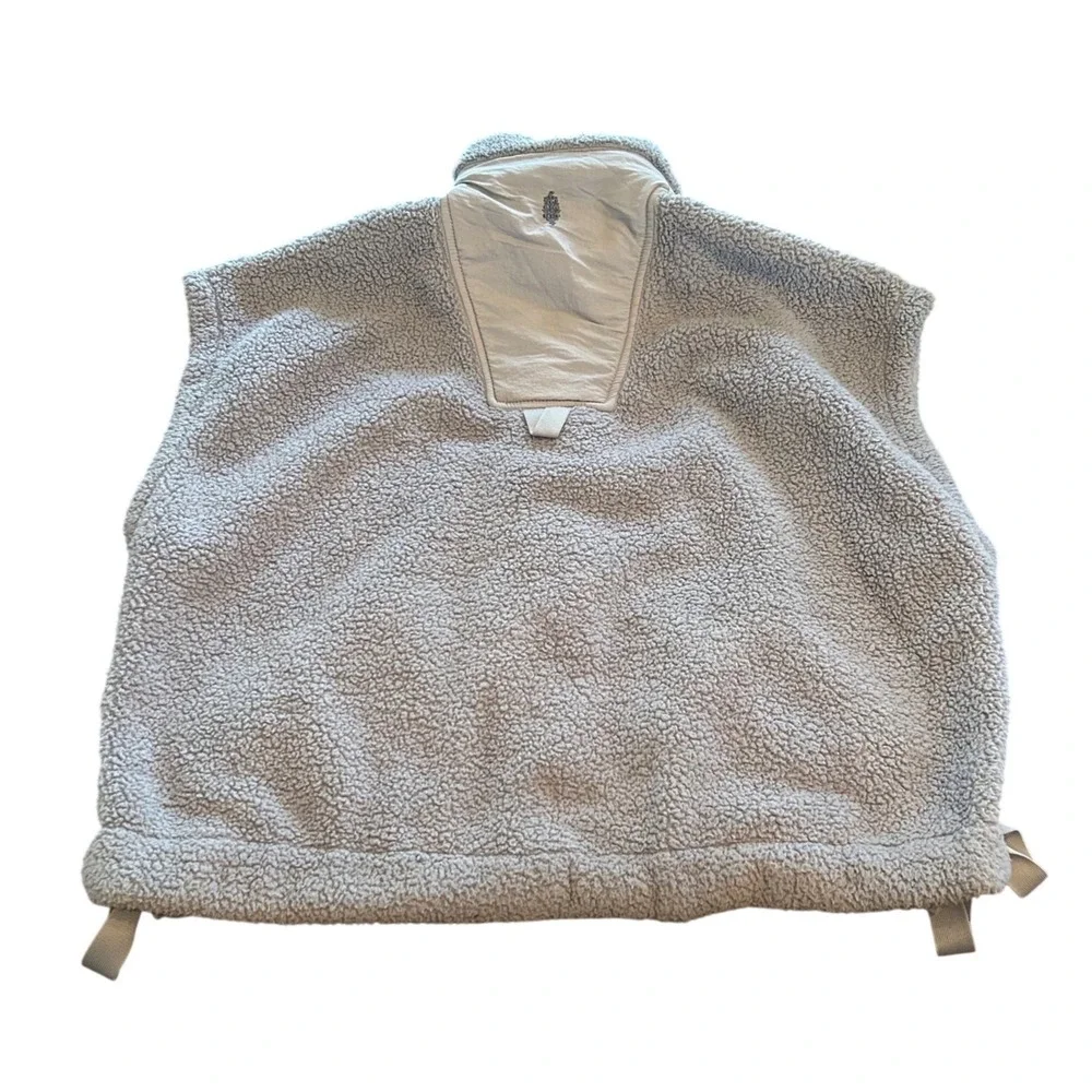 Free People Scout It Out Fleece Vest Sherpa Light Blue Large Baggy Oversized
